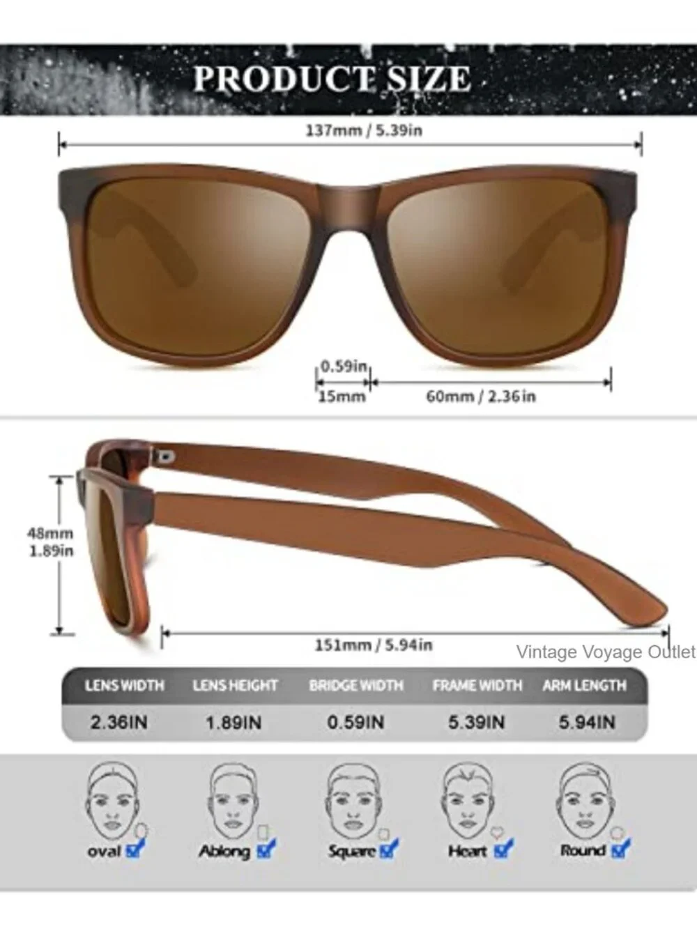 Polarized Sunglasses 3-Pack Classic Rectangular UV Protection for Men Women
